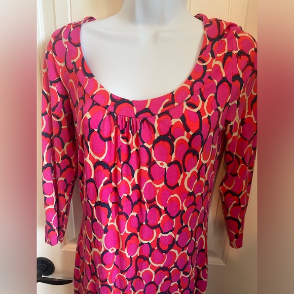 Boden Soft Jersey Multicolor Dress w/Scoop Neckline & 3/4 Length Sleeve, Size 8 - Picture 4 of 8